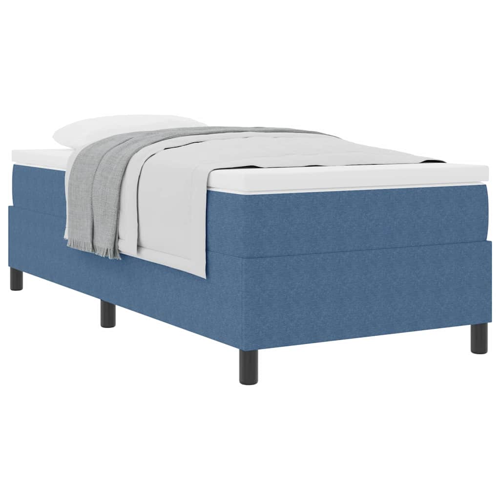 Box spring seng Blå og Hvid 203 x 90 x 60 cm Corduroy stof