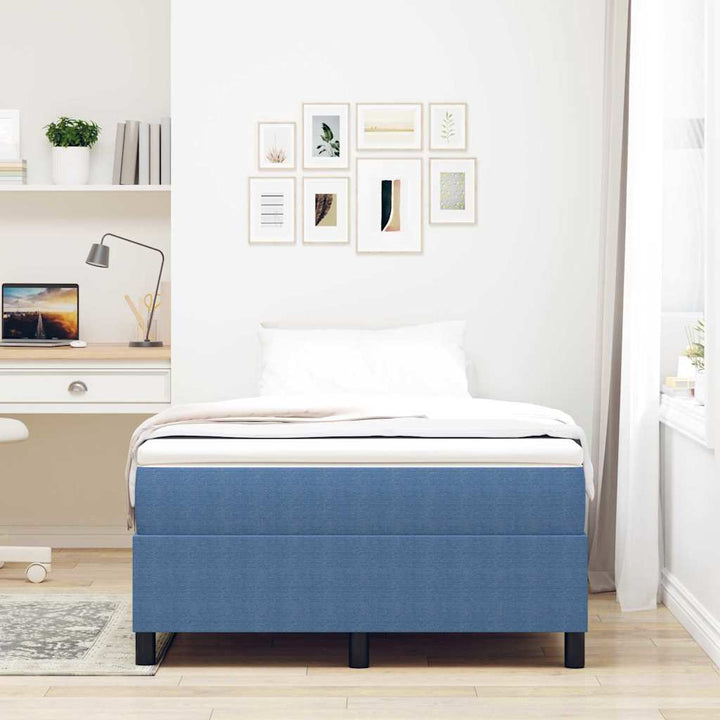 Box spring seng Blå og Hvid 203 x 120 x 60 cm Corduroy stof