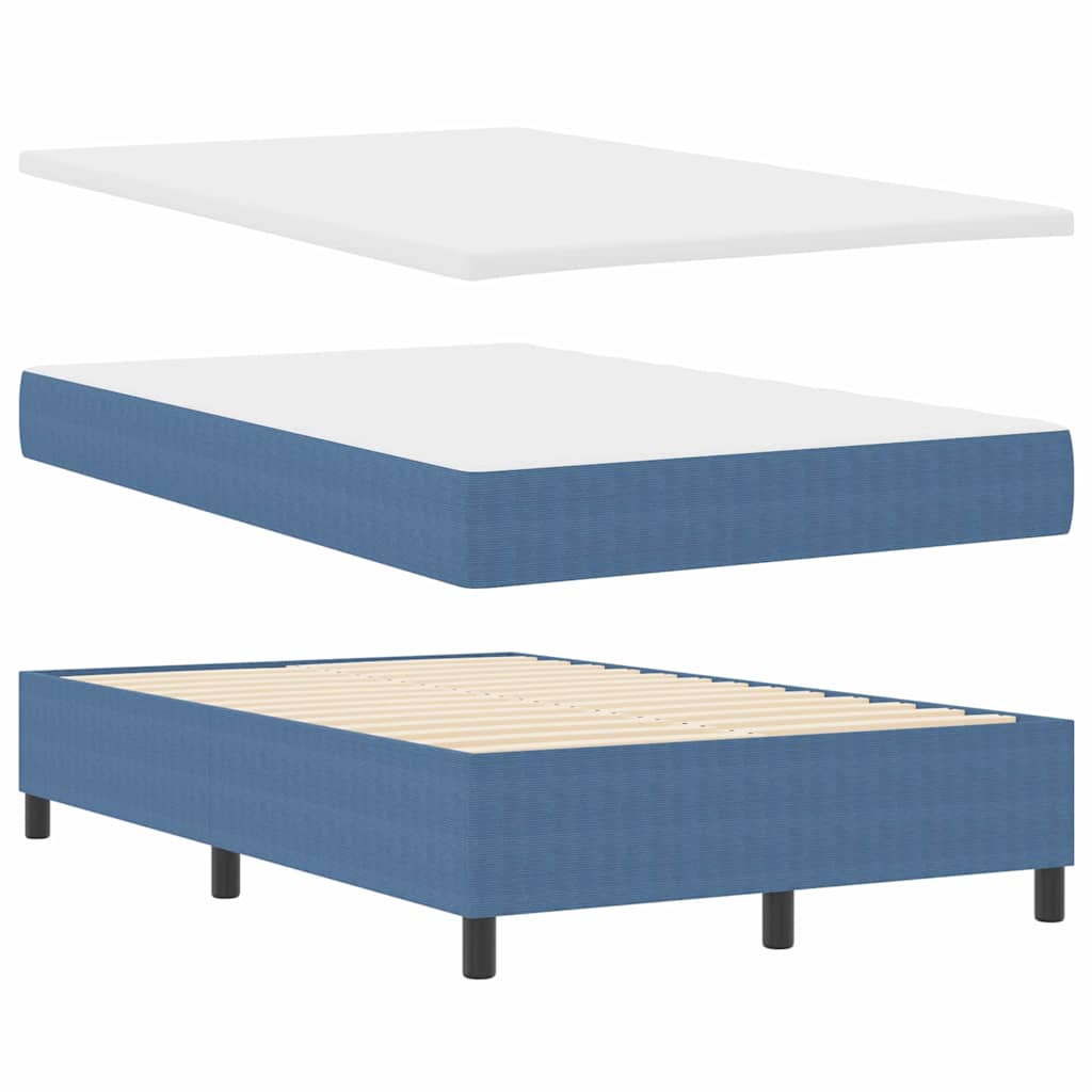 Box spring seng Blå og Hvid 203 x 120 x 60 cm Corduroy stof