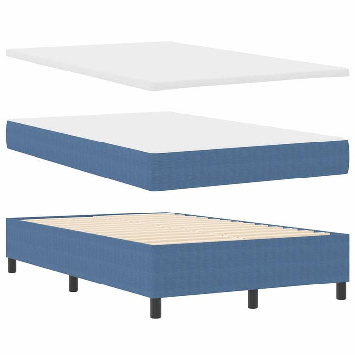 Box spring seng Blå og Hvid 203 x 120 x 60 cm Corduroy stof