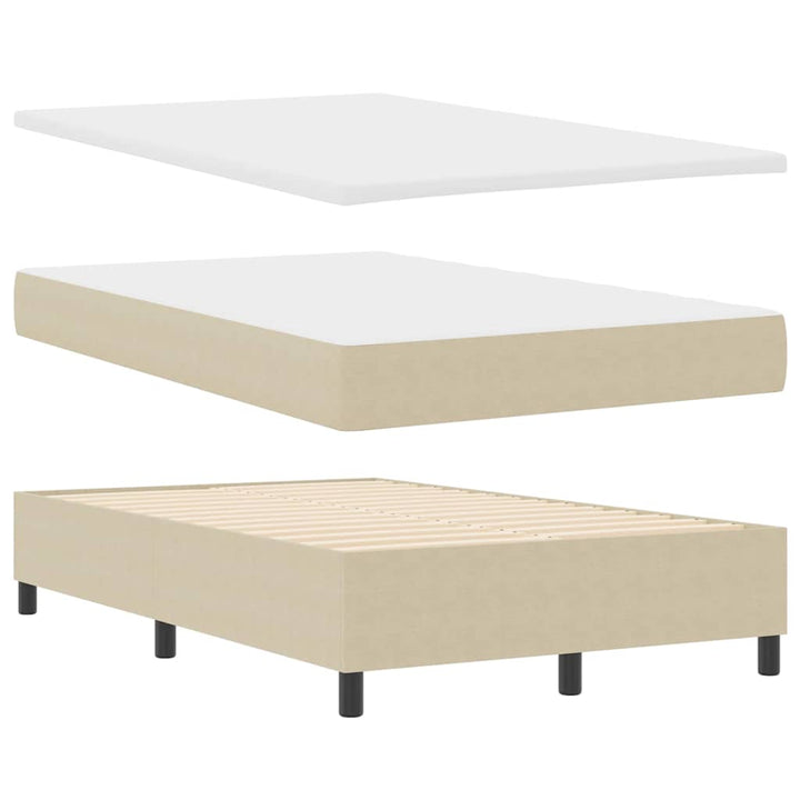 Box spring seng Lys Grå og Hvid 203 x 120 x 60 cm Corduroy stof