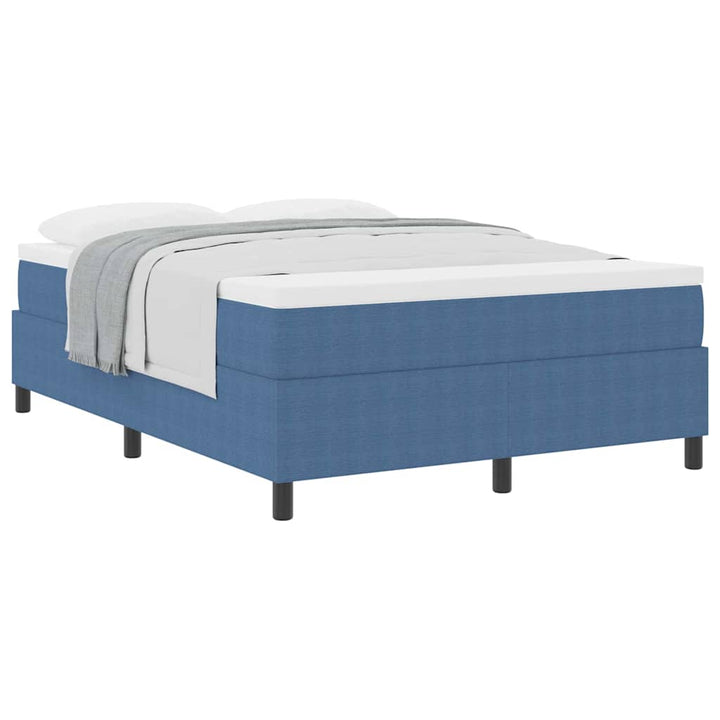 Box spring seng Blå og Hvid 203 x 140 x 60 cm Corduroy stof