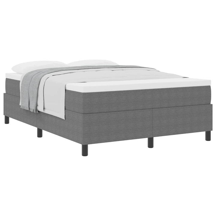 Box spring seng Lys Grå og Hvid 203 x 140 x 60 cm Corduroy stof