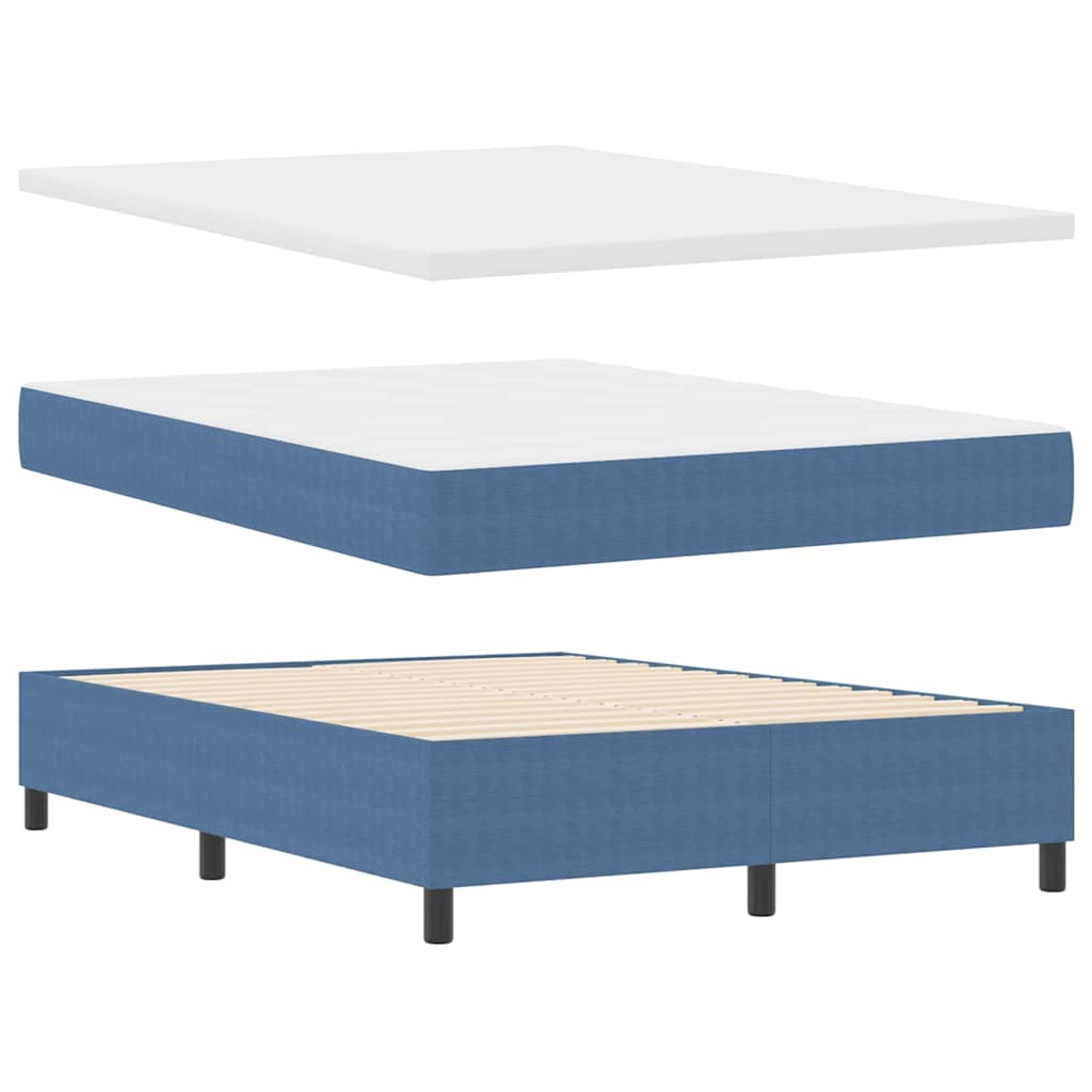 Box spring seng Blå og Hvid 203 x 140 x 60 cm Corduroy stof