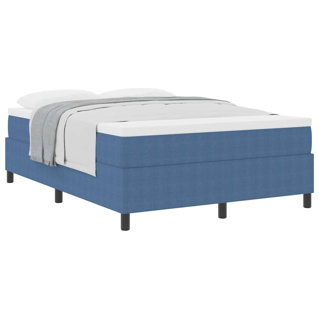 Box spring seng Blå og Hvid 203 x 140 x 60 cm Corduroy stof