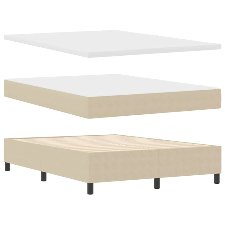 Box spring seng Lys Grå og Hvid 203 x 140 x 60 cm Corduroy stof