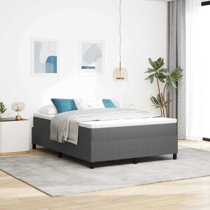 Box spring seng Lys Grå og Hvid 203 x 160 x 60 cm Corduroy stof