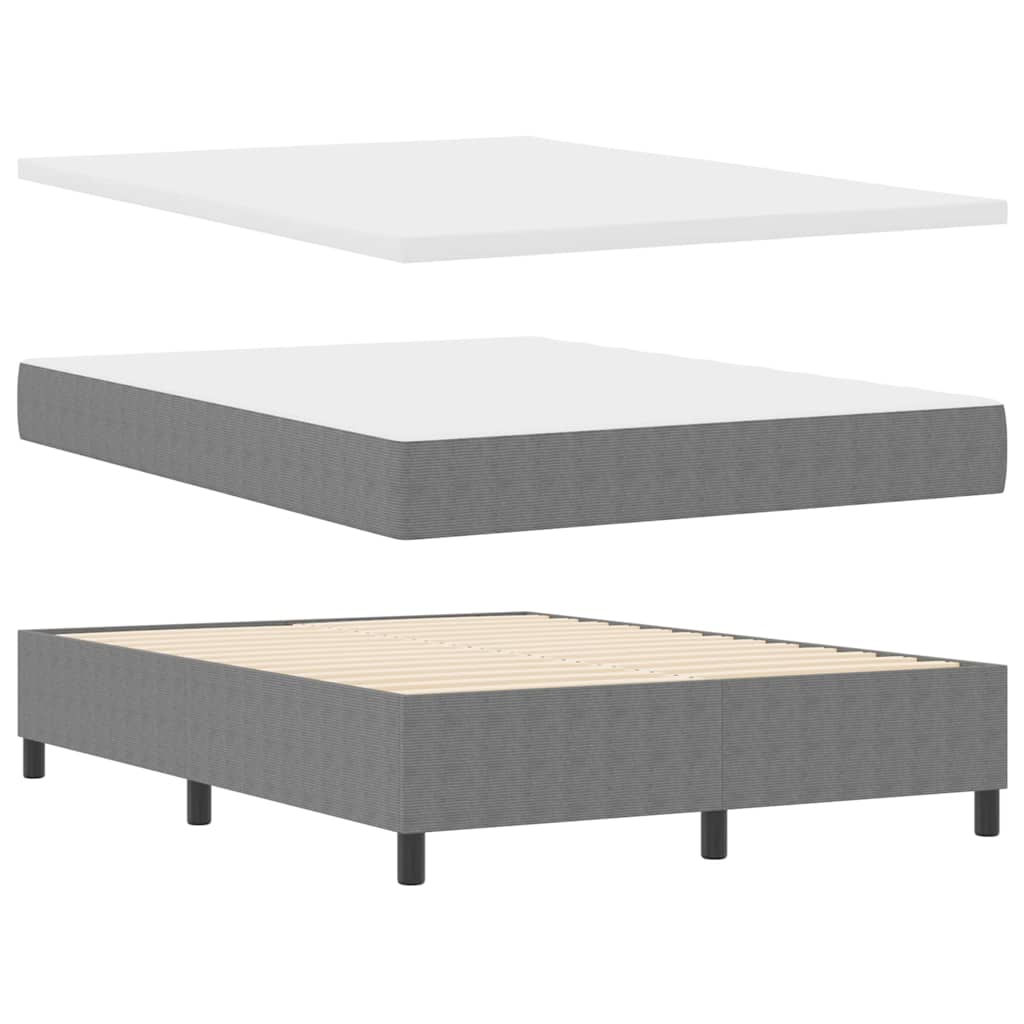 Box spring seng Lys Grå og Hvid 203 x 160 x 60 cm Corduroy stof