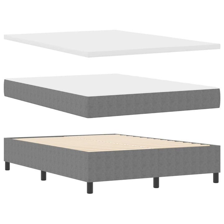 Box spring seng Lys Grå og Hvid 203 x 160 x 60 cm Corduroy stof