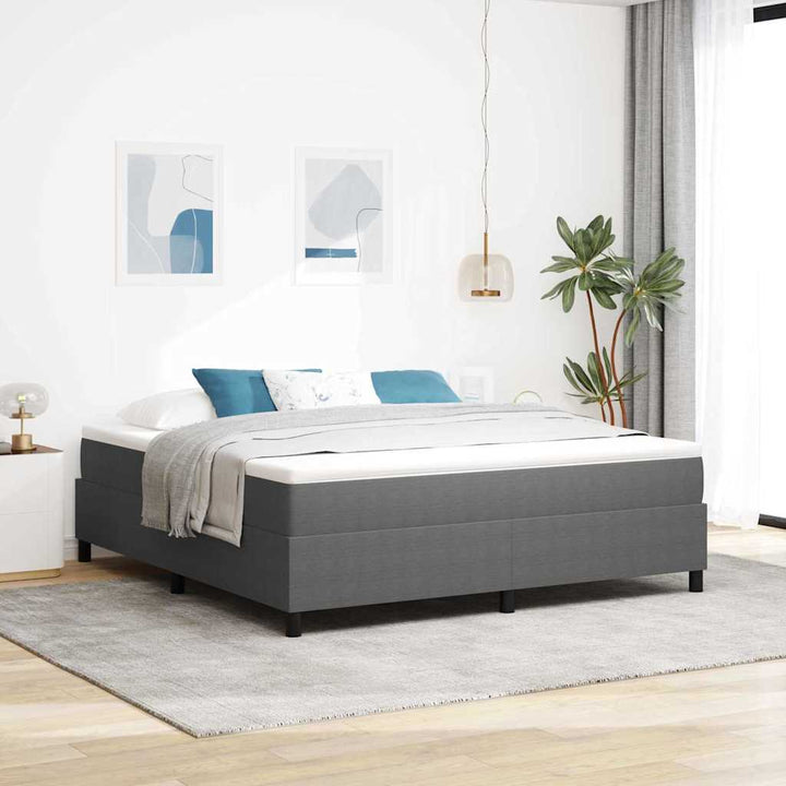 Box spring seng Lys Grå og Hvid 203 x 180 x 60 cm Corduroy stof