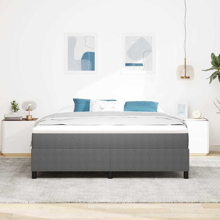 Box spring seng Lys Grå og Hvid 203 x 180 x 60 cm Corduroy stof