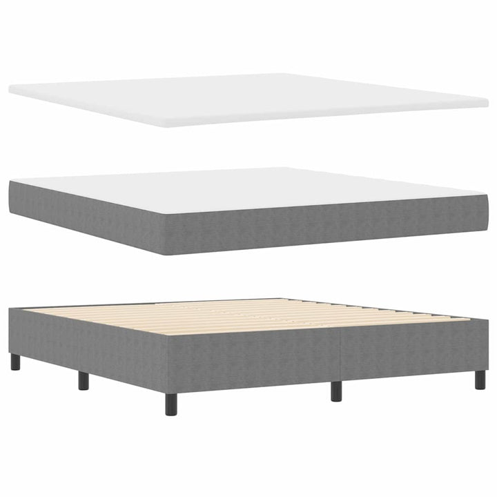 Box spring seng Lys Grå og Hvid 203 x 180 x 60 cm Corduroy stof