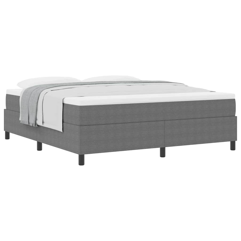 Box spring seng Lys Grå og Hvid 203 x 180 x 60 cm Corduroy stof