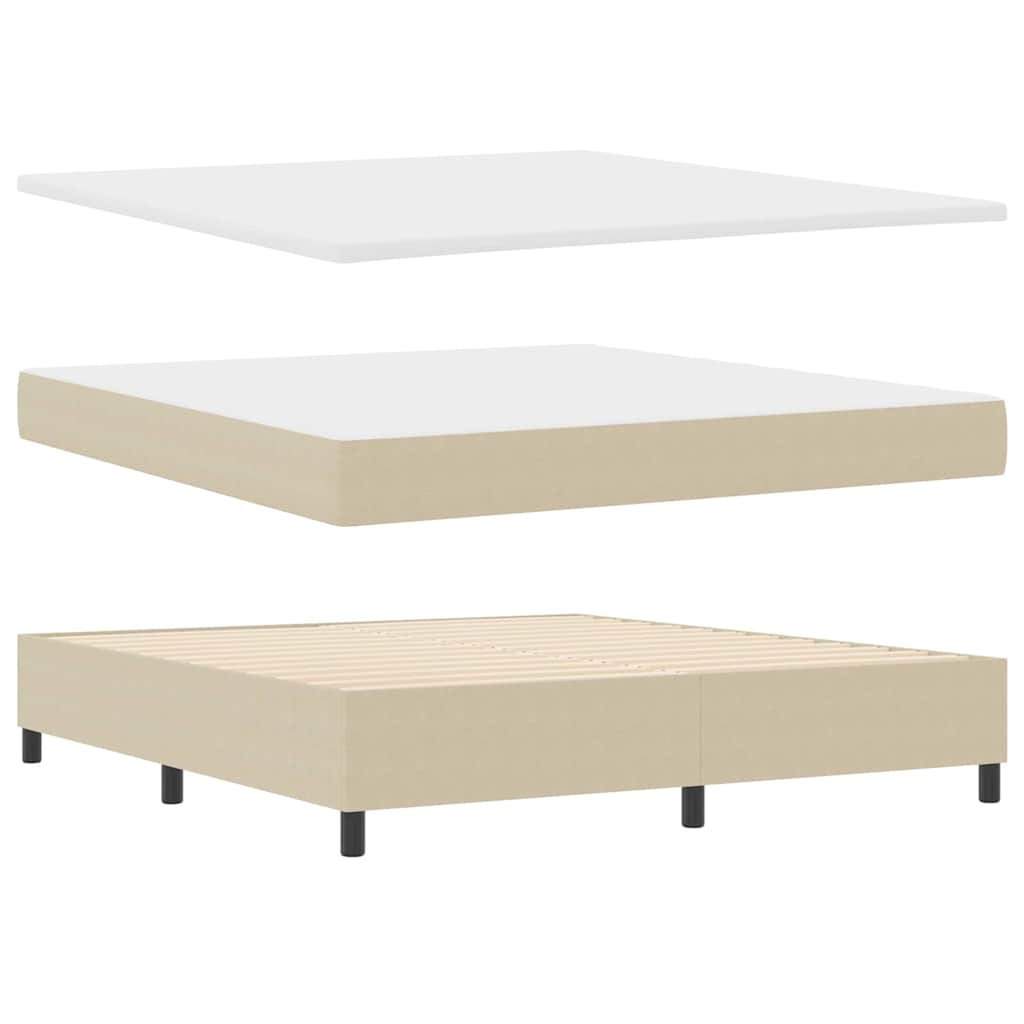 Box spring seng Lys Grå og Hvid 203 x 180 x 60 cm Corduroy stof