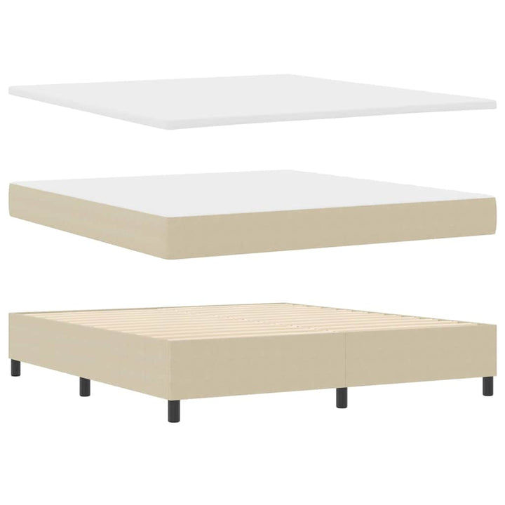 Box spring seng Lys Grå og Hvid 203 x 180 x 60 cm Corduroy stof