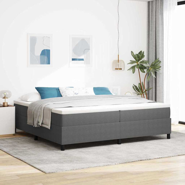 Box spring seng Lys Grå og Hvid 203 x 200 x 60 cm Corduroy stof