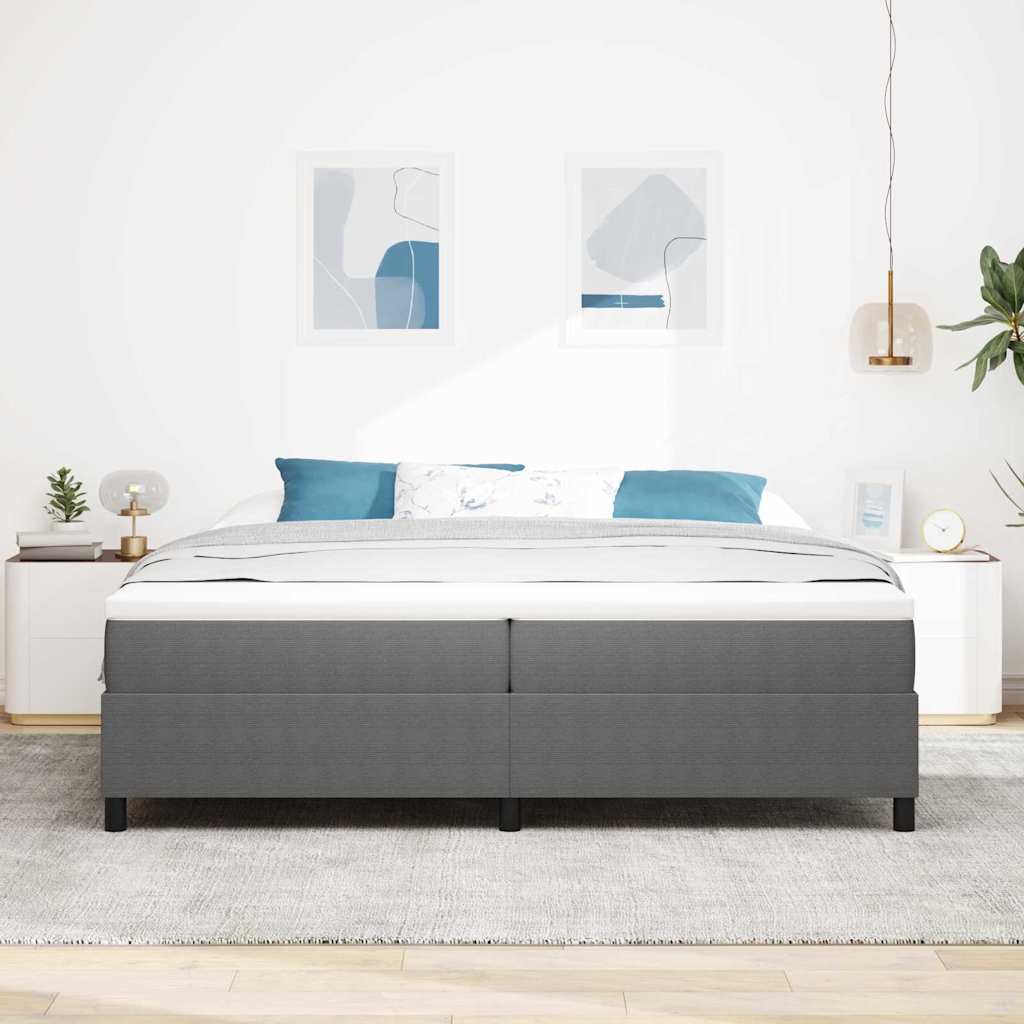 Box spring seng Lys Grå og Hvid 203 x 200 x 60 cm Corduroy stof