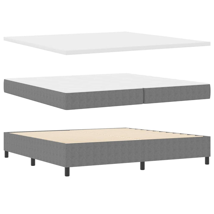 Box spring seng Lys Grå og Hvid 203 x 200 x 60 cm Corduroy stof