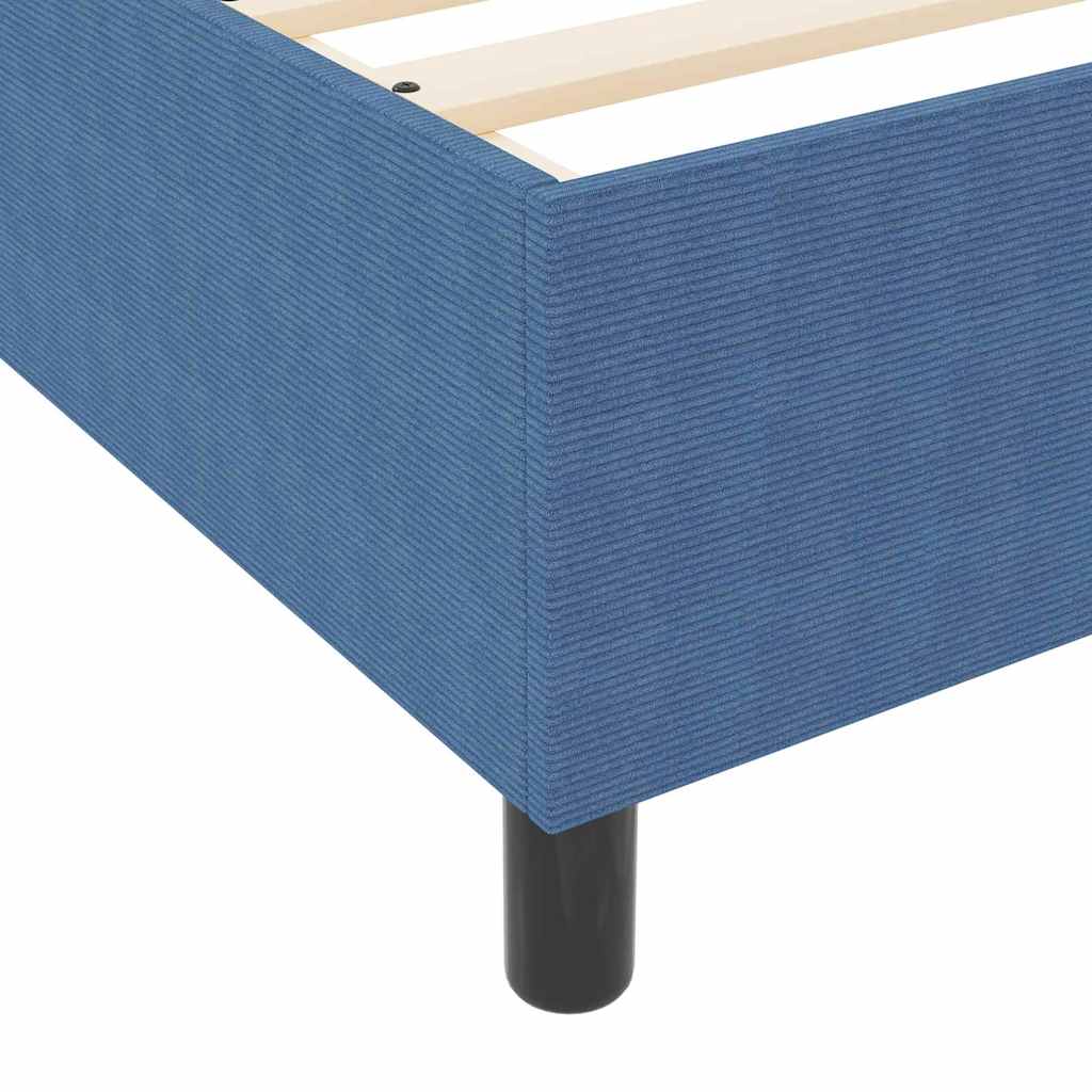Box spring seng Blå og Hvid 203 x 200 x 60 cm Corduroy stof