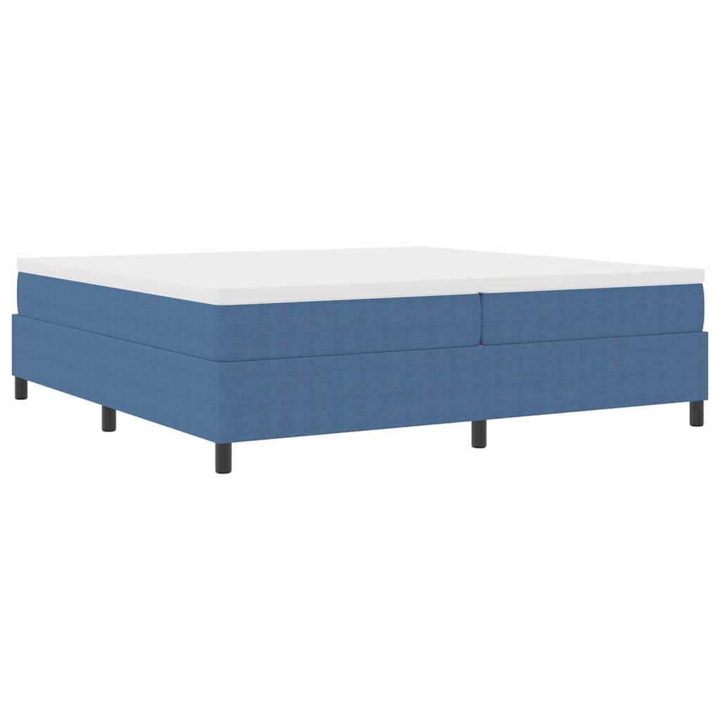 Box spring seng Blå og Hvid 203 x 200 x 60 cm Corduroy stof