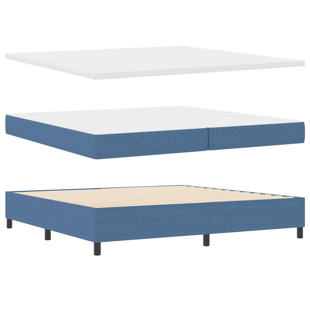 Box spring seng Blå og Hvid 203 x 200 x 60 cm Corduroy stof