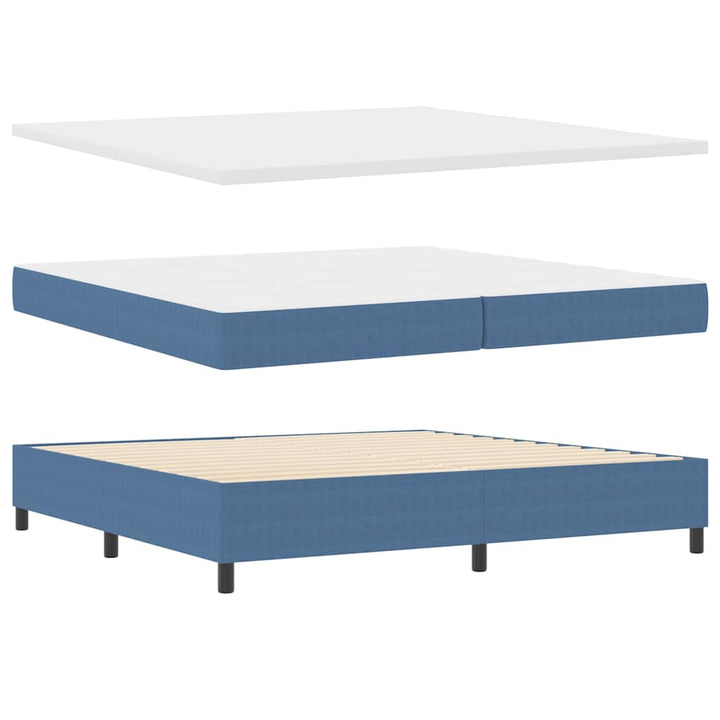 Box spring seng Blå og Hvid 203 x 200 x 60 cm Corduroy stof