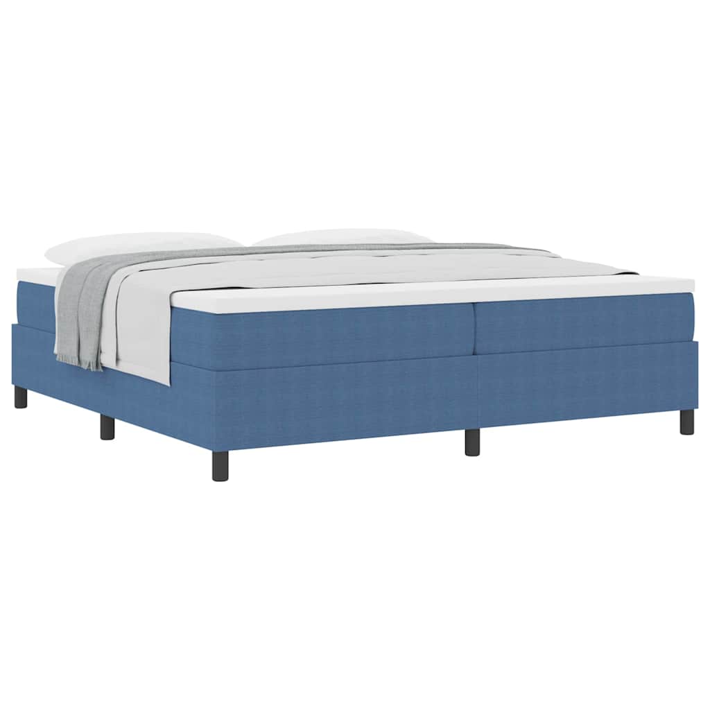 Box spring seng Blå og Hvid 203 x 200 x 60 cm Corduroy stof
