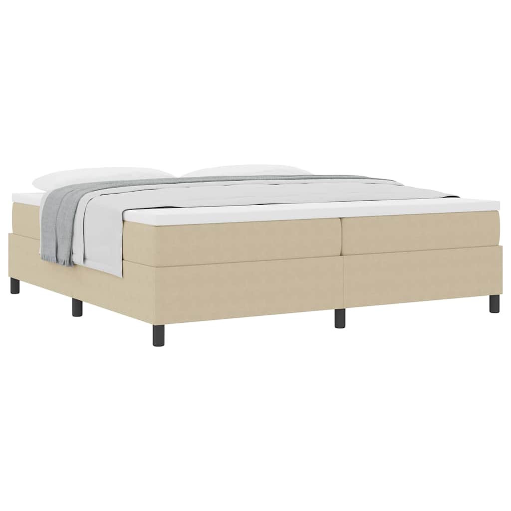 Box spring seng Lys Grå og Hvid 203 x 200 x 60 cm Corduroy stof