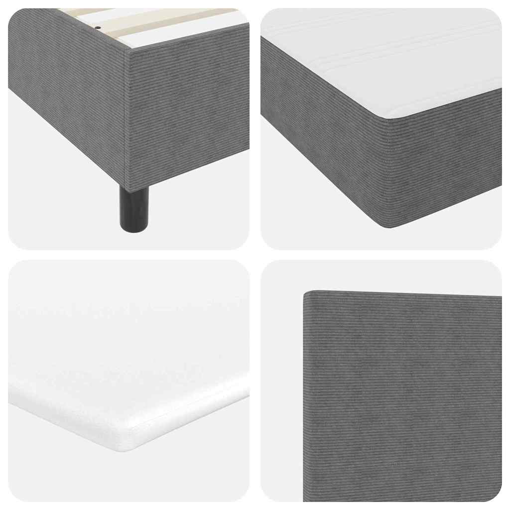 Box spring seng Lys Grå og Hvid 203 x 80 x 88 cm Corduroy stof