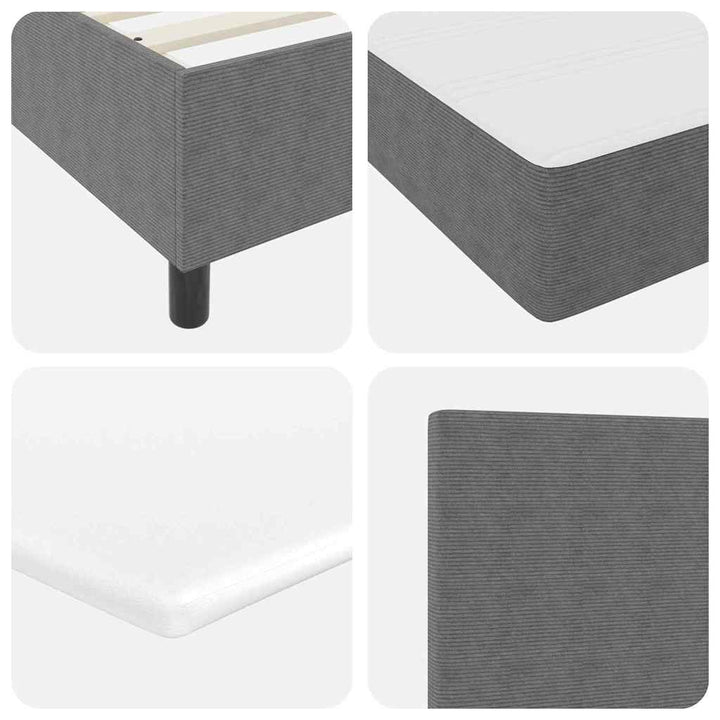 Box spring seng Lys Grå og Hvid 203 x 80 x 88 cm Corduroy stof