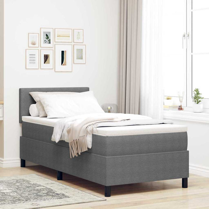 Box spring seng Lys Grå og Hvid 203 x 80 x 88 cm Corduroy stof
