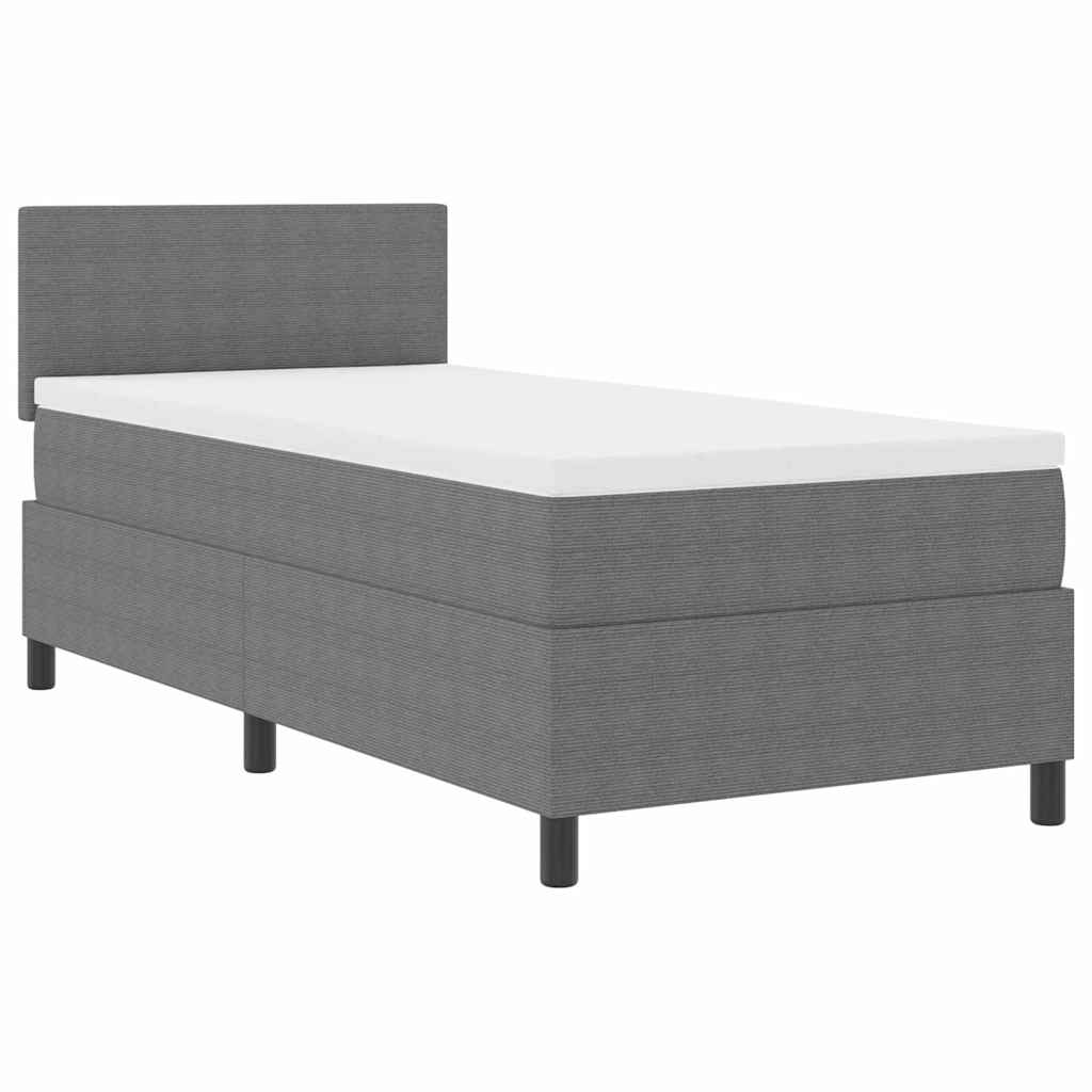 Box spring seng Lys Grå og Hvid 203 x 80 x 88 cm Corduroy stof