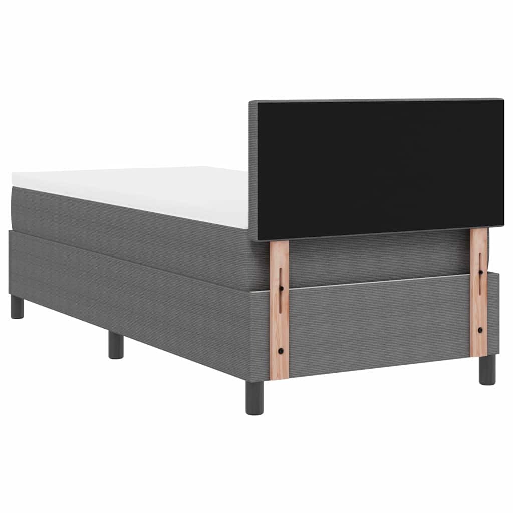 Box spring seng Lys Grå og Hvid 203 x 80 x 88 cm Corduroy stof
