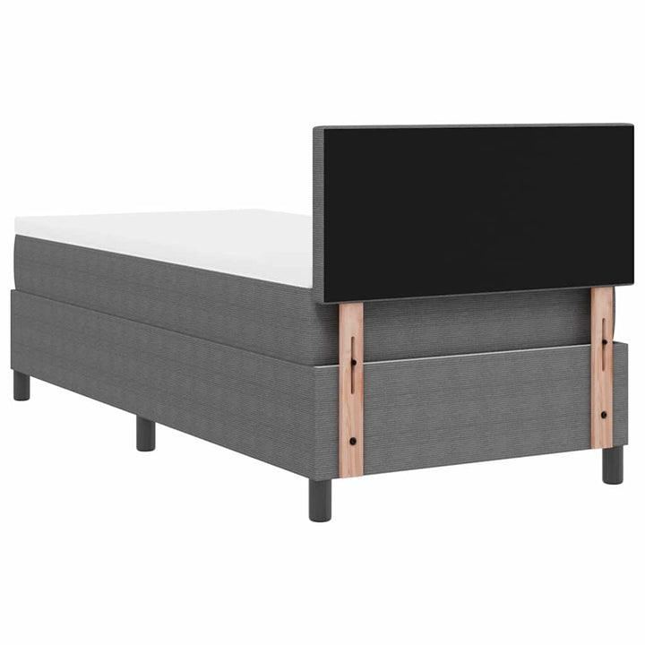 Box spring seng Lys Grå og Hvid 203 x 80 x 88 cm Corduroy stof