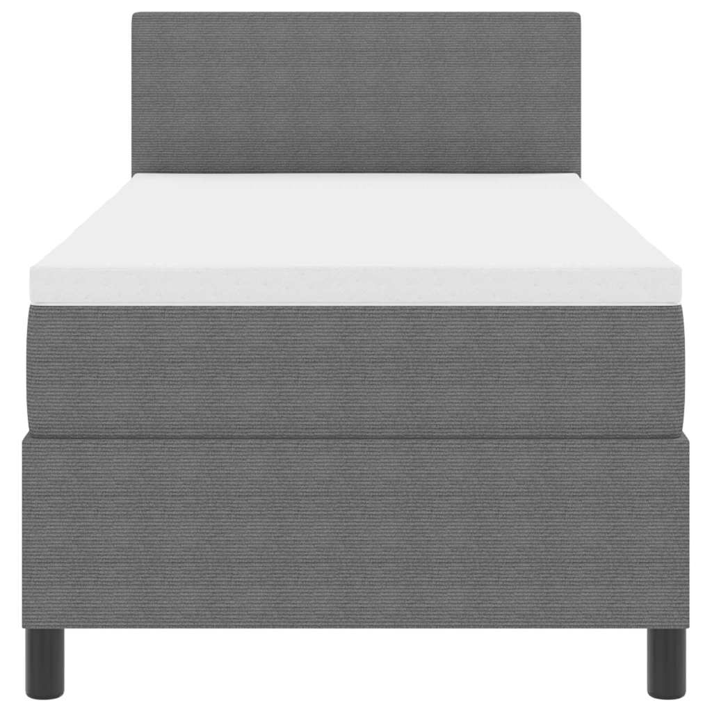 Box spring seng Lys Grå og Hvid 203 x 80 x 88 cm Corduroy stof