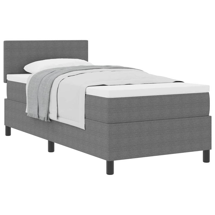 Box spring seng Lys Grå og Hvid 203 x 80 x 88 cm Corduroy stof