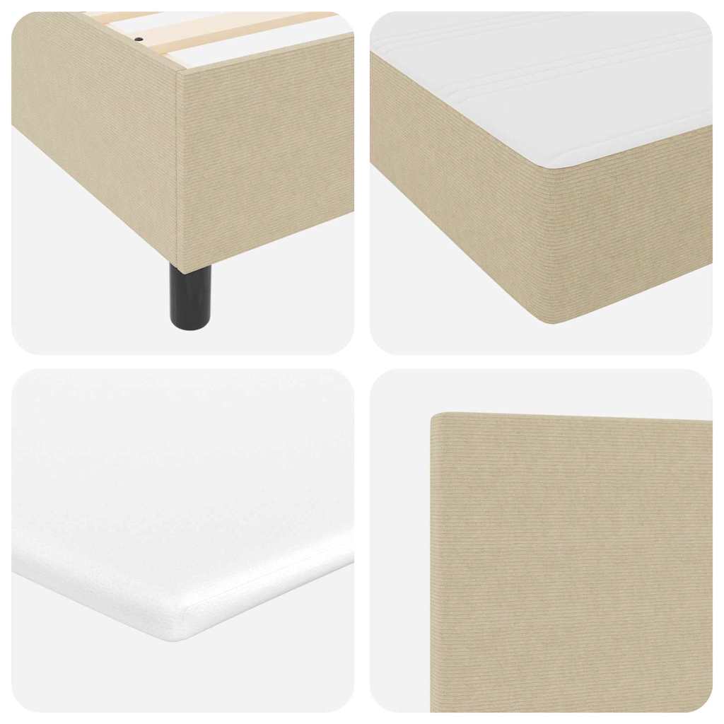 Box spring seng Lys Grå og Hvid 193 x 90 x 88 cm Corduroy stof
