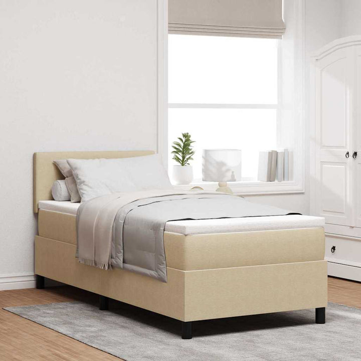 Box spring seng Lys Grå og Hvid 193 x 90 x 88 cm Corduroy stof