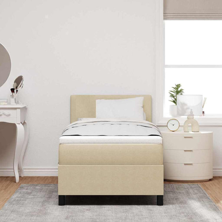 Box spring seng Lys Grå og Hvid 193 x 90 x 88 cm Corduroy stof