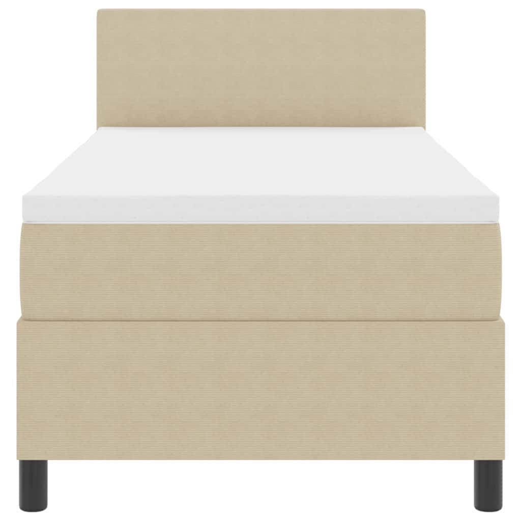 Box spring seng Lys Grå og Hvid 193 x 90 x 88 cm Corduroy stof