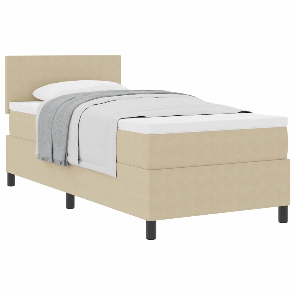 Box spring seng Lys Grå og Hvid 193 x 90 x 88 cm Corduroy stof
