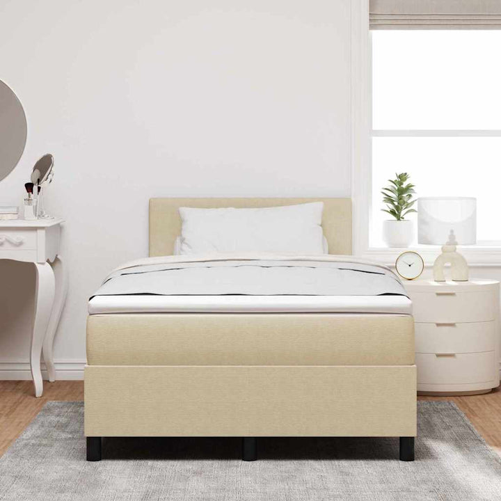 Box spring seng Lys Grå og Hvid 203 x 120 x 88 cm Corduroy stof