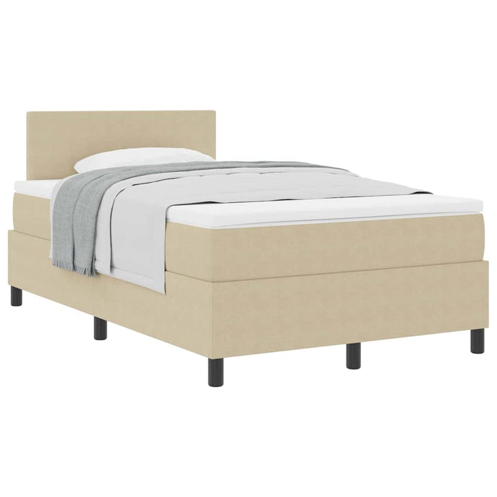 Box spring seng Lys Grå og Hvid 203 x 120 x 88 cm Corduroy stof
