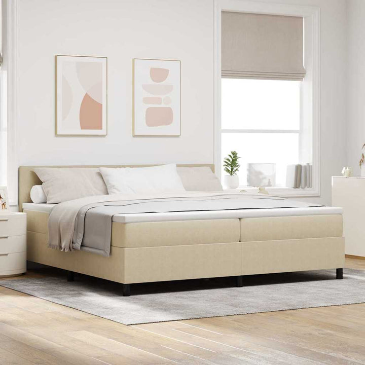 Box spring seng Lys Grå og Hvid 203 x 200 x 88 cm Corduroy stof