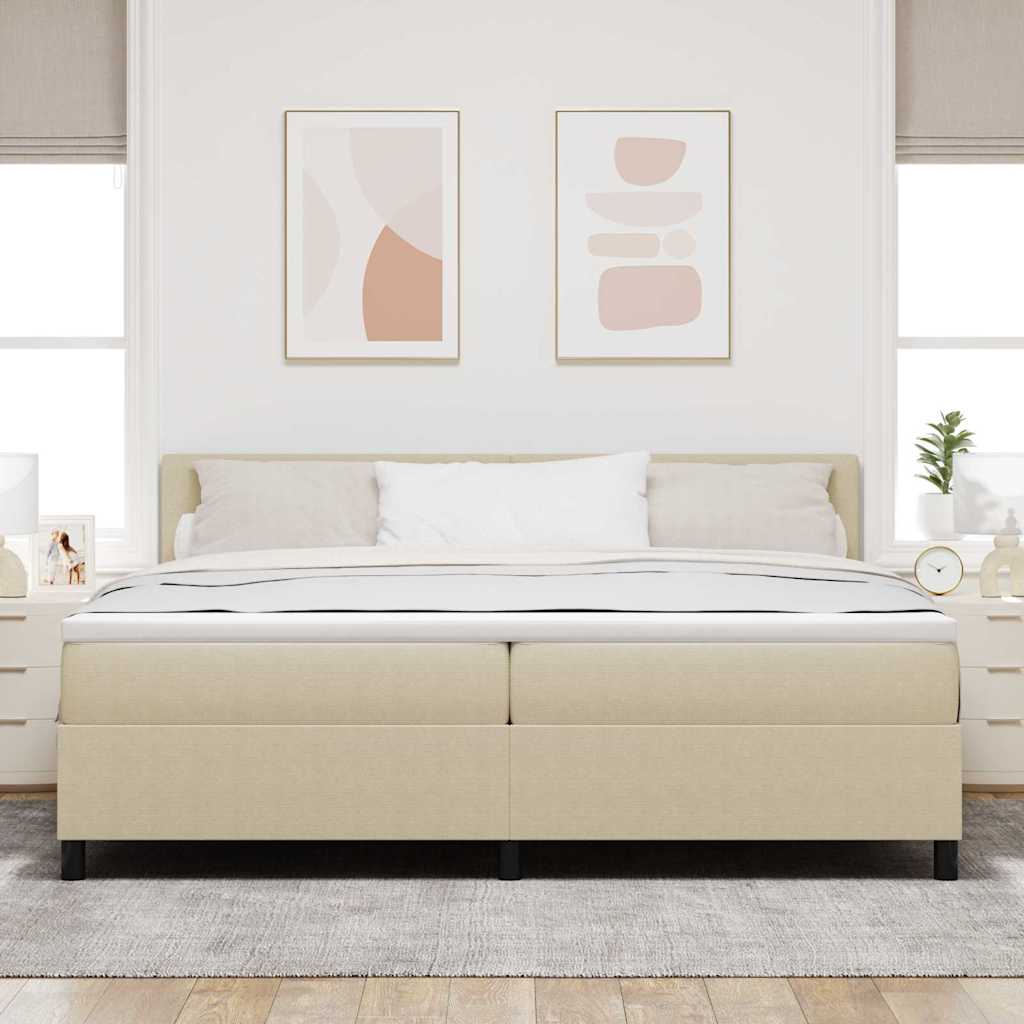 Box spring seng Lys Grå og Hvid 203 x 200 x 88 cm Corduroy stof