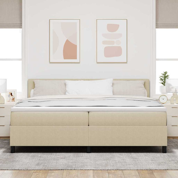 Box spring seng Lys Grå og Hvid 203 x 200 x 88 cm Corduroy stof