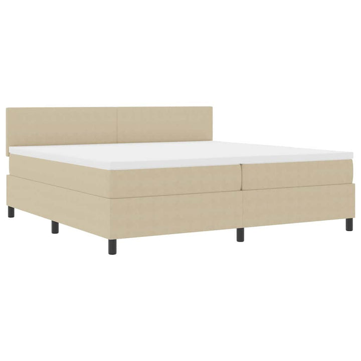 Box spring seng Lys Grå og Hvid 203 x 200 x 88 cm Corduroy stof