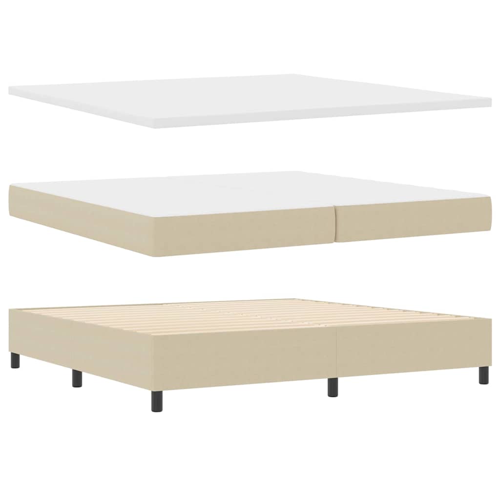 Box spring seng Lys Grå og Hvid 203 x 200 x 88 cm Corduroy stof
