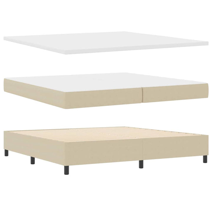 Box spring seng Lys Grå og Hvid 203 x 200 x 88 cm Corduroy stof