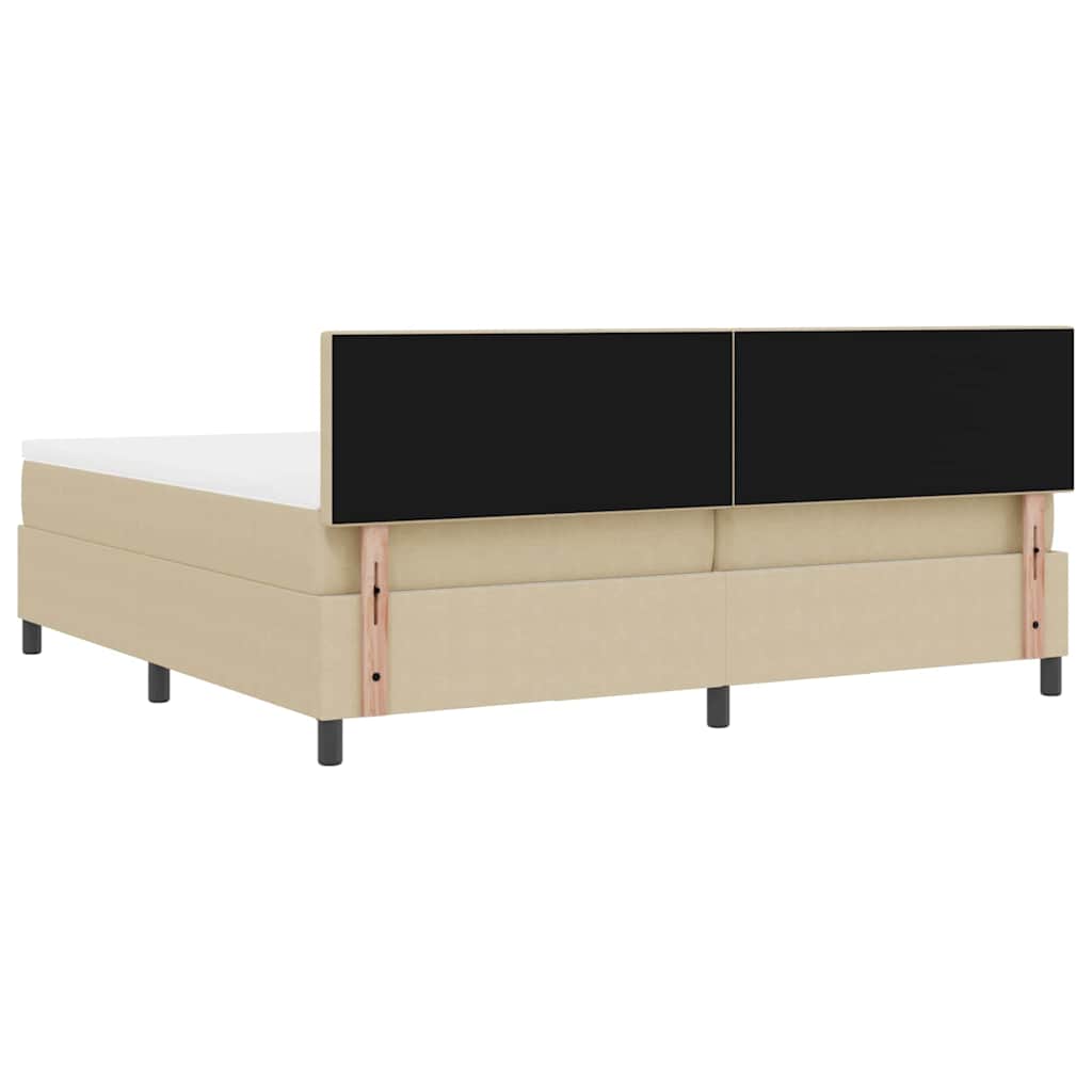 Box spring seng Lys Grå og Hvid 203 x 200 x 88 cm Corduroy stof